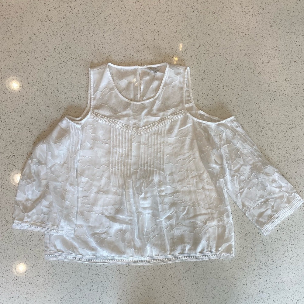 Lucky Brand White Cold Shoulder Blouse - XL